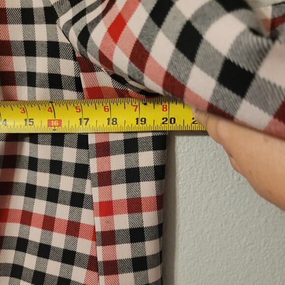 Karl Lagerfeld Paris Plaid‎ Double Breasted Plaid Blazer Womens 14 Leather Trim - Picture 5 of 8